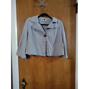 Ella Moss Womens Cropped Jacket Size Medium Gray 3/4 Sleeve Button Up